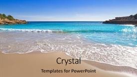  Presentation with little beach cala esmeralda cala - Cool new slide deck with l - ametlla de mar cala vidre backdrop and a coral colored foreground