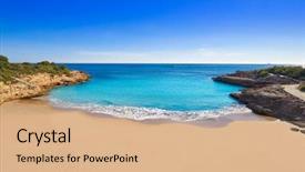  Presentation with little beach cala esmeralda cala - Slide set featuring l - ametlla de mar cala vidre background and a  colored foreground