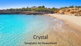  Presentation with little beach cala esmeralda cala - PPT theme enhanced with l - ametlla de mar cala vidre background and a  colored foreground