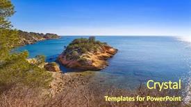  Presentation with little beach cala esmeralda cala - Cool new theme with l - ametlla l'ametlla de mar beach backdrop and a tawny brown colored foreground