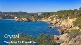  Presentation with doors to beach scene - Colorful slide set enhanced with l - ametlla l'ametlla de mar beach backdrop and a ocean colored foreground