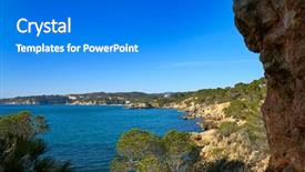  Presentation with beach - Audience pleasing PPT theme consisting of l - ametlla l'ametlla de mar beach backdrop and a  colored foreground