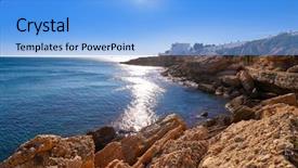  Presentation with beach - Audience pleasing slide set consisting of l - cala calafato ametlla de mar backdrop and a  colored foreground