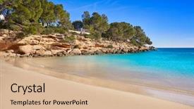  Presentation with beach - Colorful slide set enhanced with l - cala calafato ametlla de mar backdrop and a  colored foreground