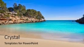  Presentation with beach - Audience pleasing PPT theme consisting of l - cala calafato ametlla de mar backdrop and a  colored foreground