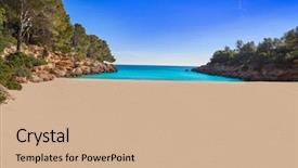  Presentation with beach - Amazing slide set having l - cala calafato ametlla de mar backdrop and a  colored foreground