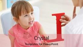  Presentation with speech therapy swallowing - PPT theme consisting of l - cute little girl at speech background and a coral colored foreground