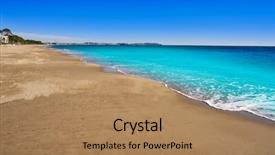  Presentation with beach - Beautiful slide set featuring l - platja de l'esquirol beach backdrop and a coral colored foreground