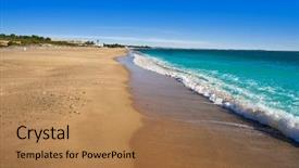  Presentation with miami beach - Cool new PPT theme with l - platja l'estany gelat beach playa backdrop and a coral colored foreground