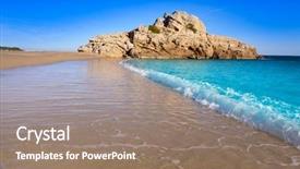  Presentation with infant - Presentation design consisting of l - playa illot del torn hospitalet background and a coral colored foreground