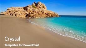  Presentation with infant - Presentation design featuring l - playa illot del torn hospitalet background and a coral colored foreground