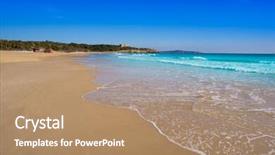  Presentation with beautiful spanish landscape costa blanca - Cool new PPT layouts with l - tarragona platja de l'arrabassada backdrop and a coral colored foreground