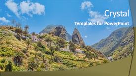  Presentation with clear sunny day rural landscape - Beautiful slide deck featuring la - la gomera island cliffs sunny backdrop and a teal colored foreground