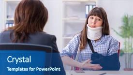  Presentation with lawyer - Slides having la caisse de compensation - injured employee visiting lawyer background and a  colored foreground