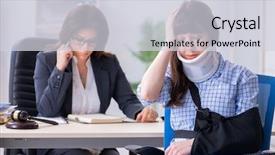  Presentation with lawyer - Amazing presentation theme having la caisse de compensation - injured employee visiting lawyer backdrop and a light gray colored foreground