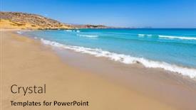  Presentation with mediterranean - PPT theme with la-carolina-beach-in-murcia background and a coral colored foreground