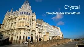  Presentation with port - PPT layouts having la-coruna-facades-near-port background and a ocean colored foreground