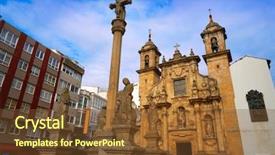  Presentation with saint - Colorful presentation design enhanced with la coruna saint jorge church backdrop and a  colored foreground