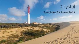  Presentation with lighthouse - Slide set having la-coubre-lighthouse-and-dunes background and a light blue colored foreground