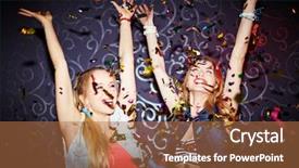  Presentation with tribal dancing - Audience pleasing PPT theme consisting of la dynamique de groupe - two energetic girls dancing backdrop and a  colored foreground