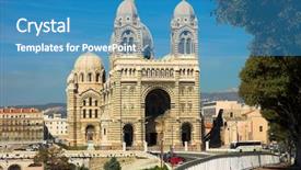  Presentation with notre dame - Cool new PPT theme with la garde basilica in marseille backdrop and a teal colored foreground