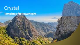  Presentation with mountain - Beautiful presentation theme featuring la-gomera-mountain-landscape backdrop and a teal colored foreground