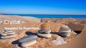  Presentation with mediterranean - PPT theme consisting of la llosa playa beach in castellon of spain at mediterranean sea background and a coral colored foreground