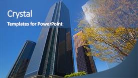  Presentation with downtown los angeles - Presentation theme featuring la los angeles downtown skyscrapers background and a  colored foreground