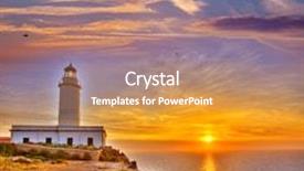  Presentation with lighthouse - Slide set consisting of la mola cape lighthouse formentera at sunrise in balearic islands background and a coral colored foreground