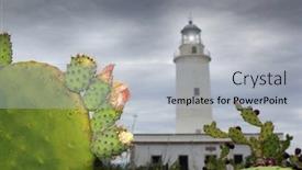  Presentation with lighthouse - Beautiful theme featuring la-mola-lighthouse-formentera-nopal backdrop and a light gray colored foreground