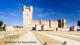  Presentation with castle - Presentation theme enhanced with la-mota-castle-medina-del background and a lemonade colored foreground