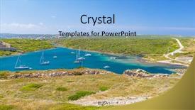  Presentation with melting earth near space - PPT theme featuring la nature - cala teulera bay near la background and a light blue colored foreground