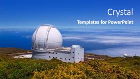  Presentation with telescope - Presentation theme featuring la-palma-canary-islands-spain background and a cobalt blue colored foreground