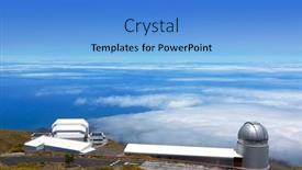  Presentation with telescope - Presentation design having la-palma-canary-islands-spain background and a teal colored foreground