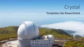  Presentation with telescope - PPT theme consisting of la-palma-canary-islands-spain background and a light blue colored foreground