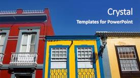  Presentation with colonial - Slide set featuring la palma colonial street house background and a ocean colored foreground