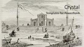  Presentation with old west - Amazing PPT theme having la-panne-old-view-near backdrop and a light gray colored foreground