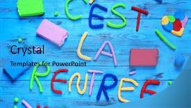  Presentation with end year - Colorful presentation design enhanced with la rentree back to school backdrop and a teal colored foreground