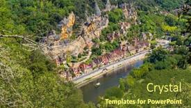  Presentation with gardens - Audience pleasing PPT theme consisting of la-roque-gageac-view backdrop and a tawny brown colored foreground