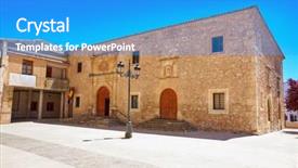  Presentation with roberto clemente - Audience pleasing PPT theme consisting of la sant - san clemente village in cuenca backdrop and a  colored foreground