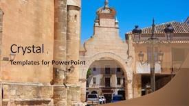  Presentation with village - Slides featuring la sant - san clemente village in cuenca background and a  colored foreground