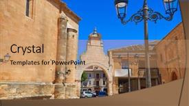  Presentation with village - Cool new presentation theme with la sant - san clemente village in cuenca backdrop and a  colored foreground