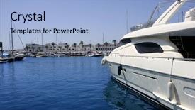  Presentation with port - Presentation theme enhanced with la savina port in formentera mediterranean balearic island background and a light blue colored foreground