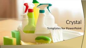  Presentation with spray - Colorful presentation theme enhanced with la sterilisation - cleaning items household spray brush backdrop and a  colored foreground
