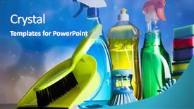  Presentation with cleaning - Slide set consisting of la sterilisation - variety of cleaning products home background and a teal colored foreground