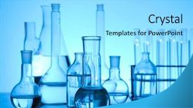  Presentation with vials - Presentation theme featuring la sterilisation medical - blue chemistry vials laboratory glassware background and a  colored foreground