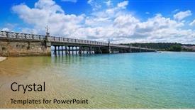  Presentation with bridge - Slide set consisting of la toja toxa island bridge background and a  colored foreground