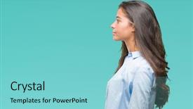  Presentation with arab - Colorful presentation design enhanced with laater - young beautiful arab woman backdrop and a seafoam green colored foreground