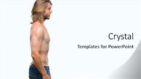  Presentation with long hair man - Colorful PPT theme enhanced with laater - young handsome shirtless man backdrop and a white colored foreground