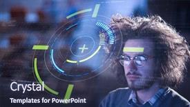  Presentation with dark night - Presentation having laater - young man working on computer background and a ocean colored foreground